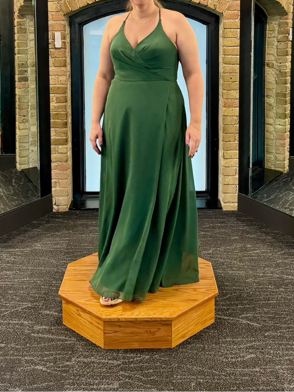 Azazie Davis Bridesmaid Dress in Dark Green Chiffon (Custom Size/Similar to A14)